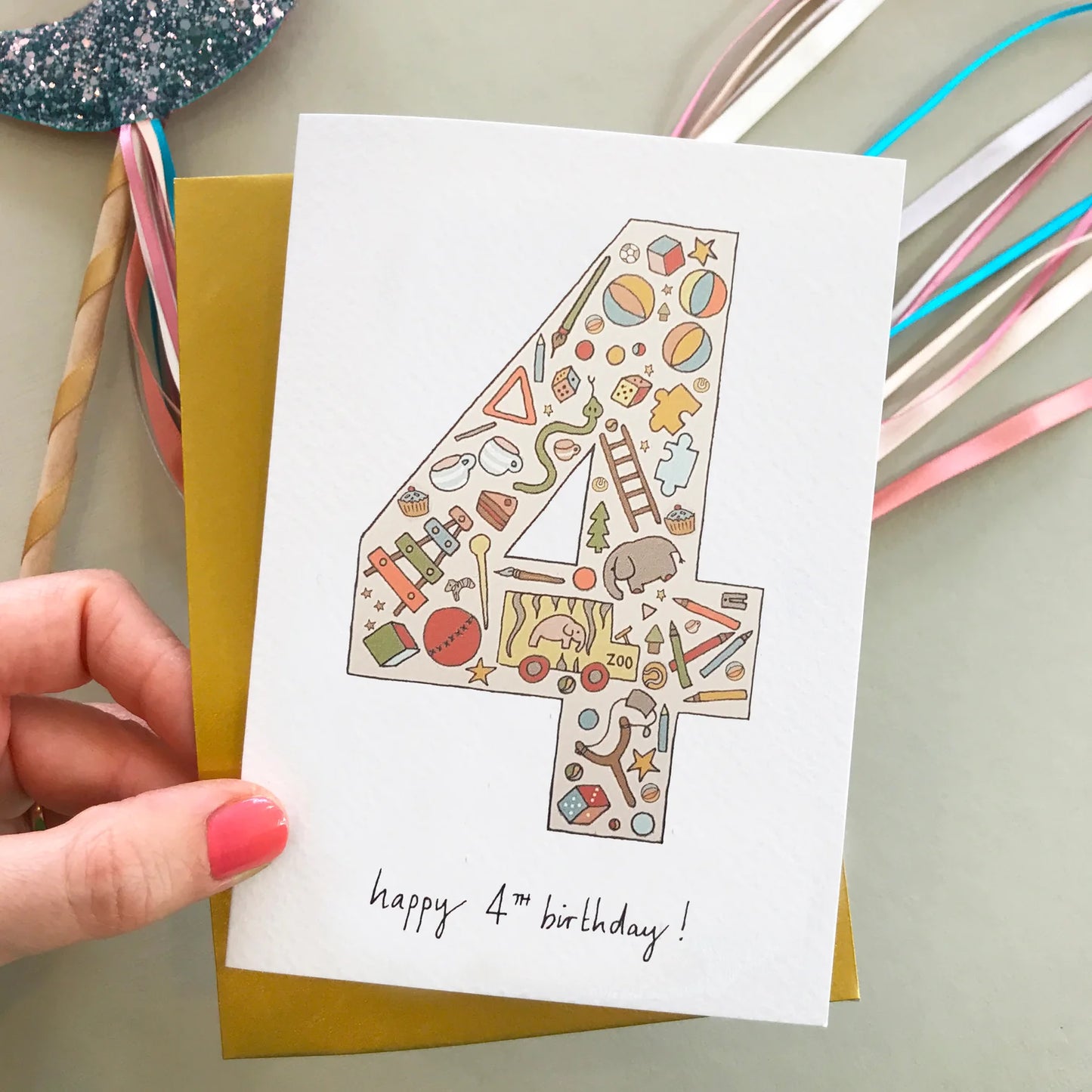Kids timeless birthday number card