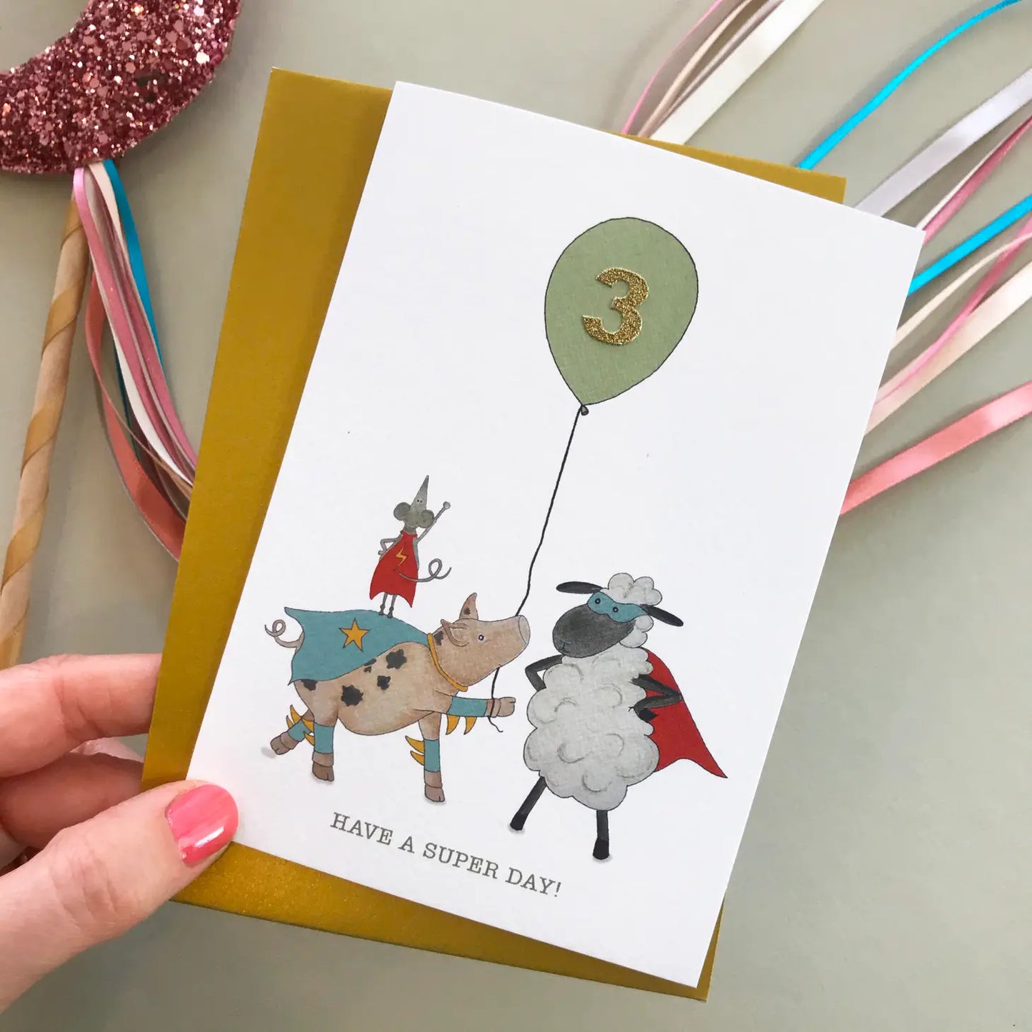 Kids animal birthday card