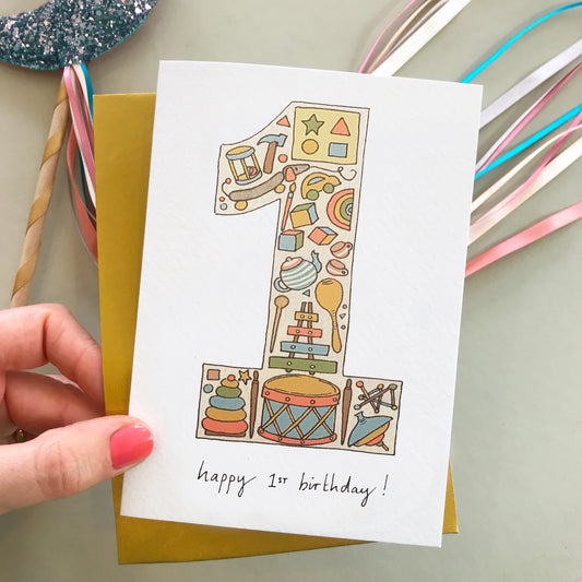 Kids timeless birthday number card