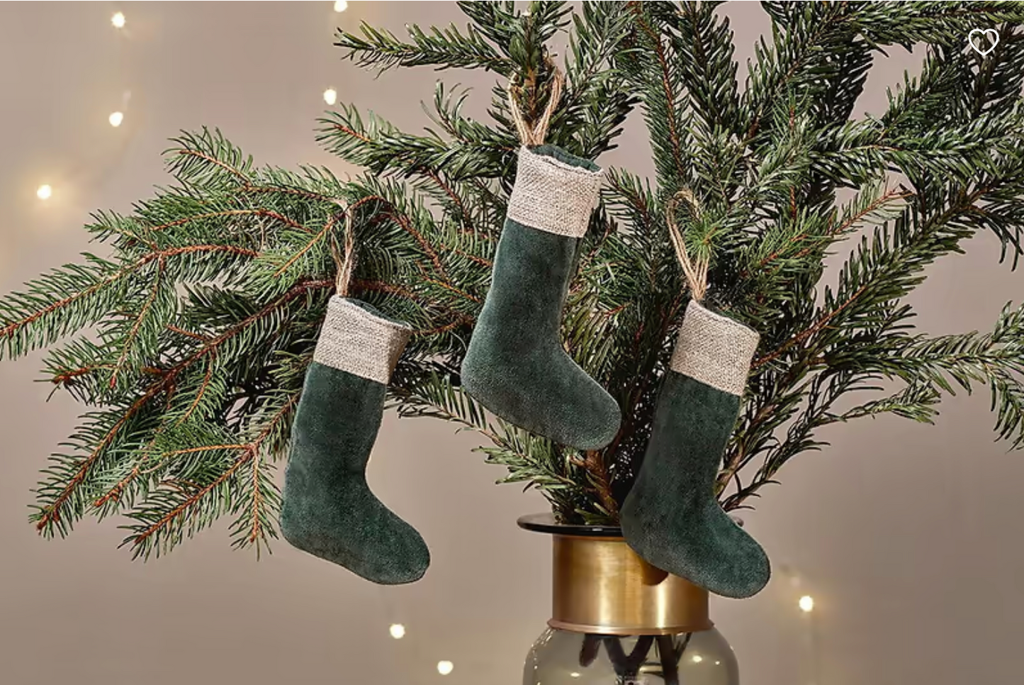 Karru mini velvet Christmas Tree Stockings | Forest Green