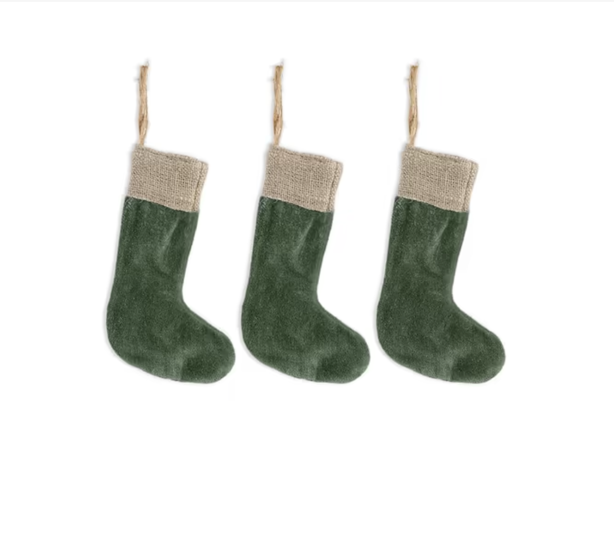 Karru mini velvet Christmas Tree Stockings | Forest Green