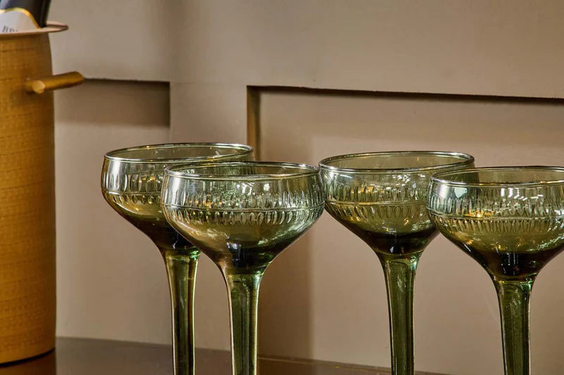 Champagne Glass - Dark Emerald Green