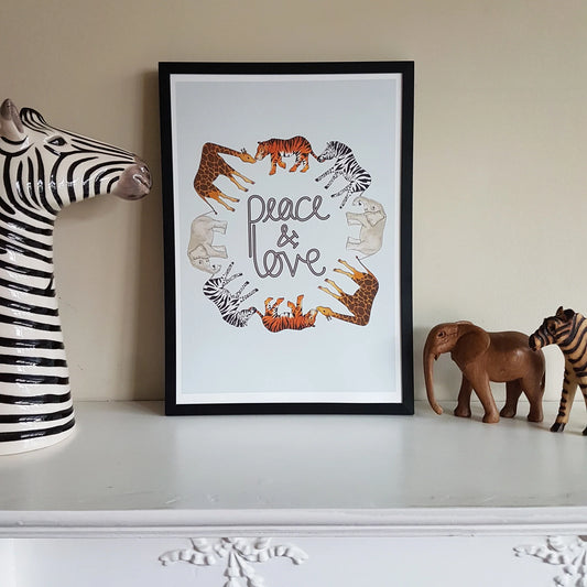 Peace and Love safari animal print